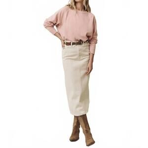 NEW THE GREAT. column midi skirt in natural